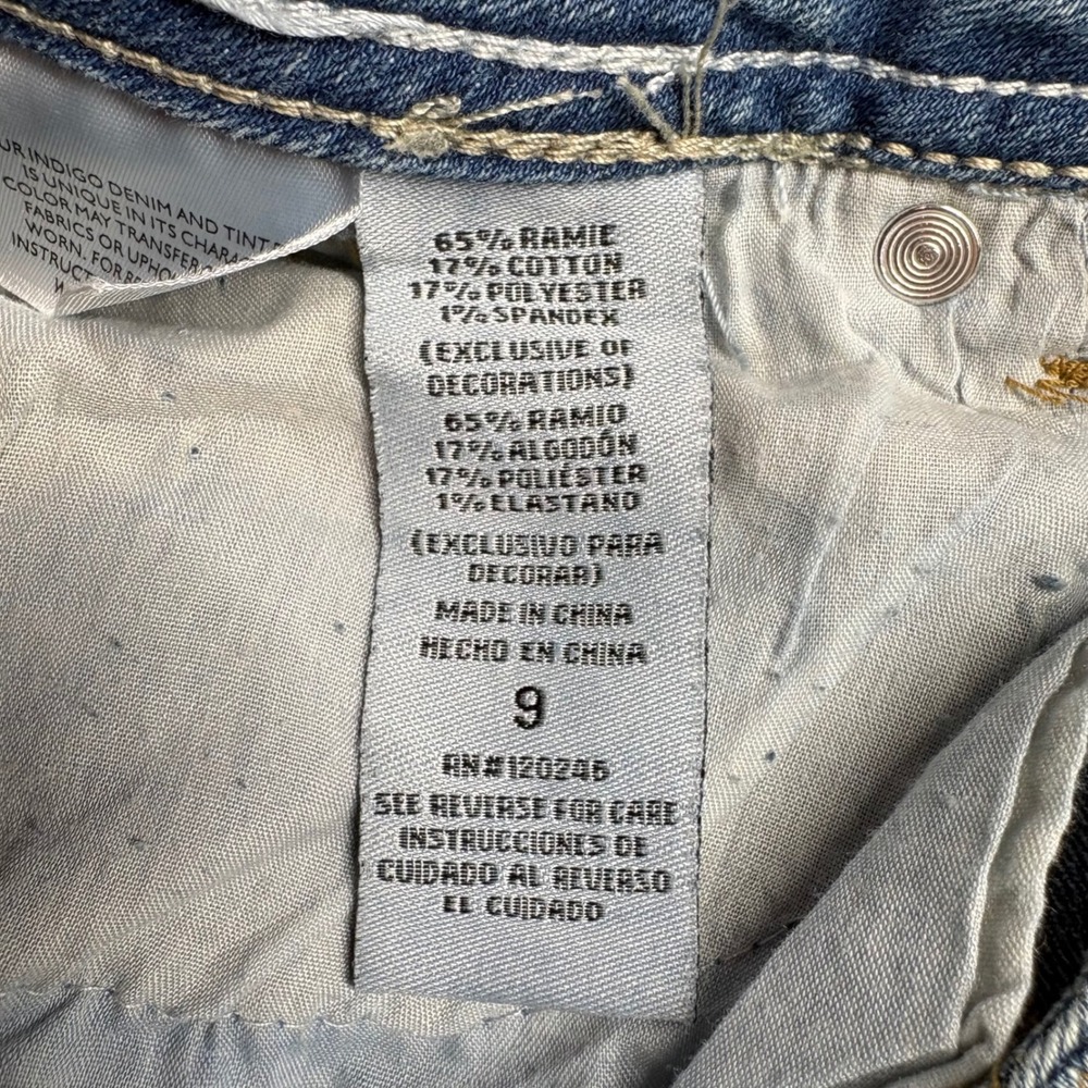 WallFlower Bootcut Jeans Womens 9 Blue NWOT Zip Fly Frayed Hem Stretch Denim - Picture 12 of 15